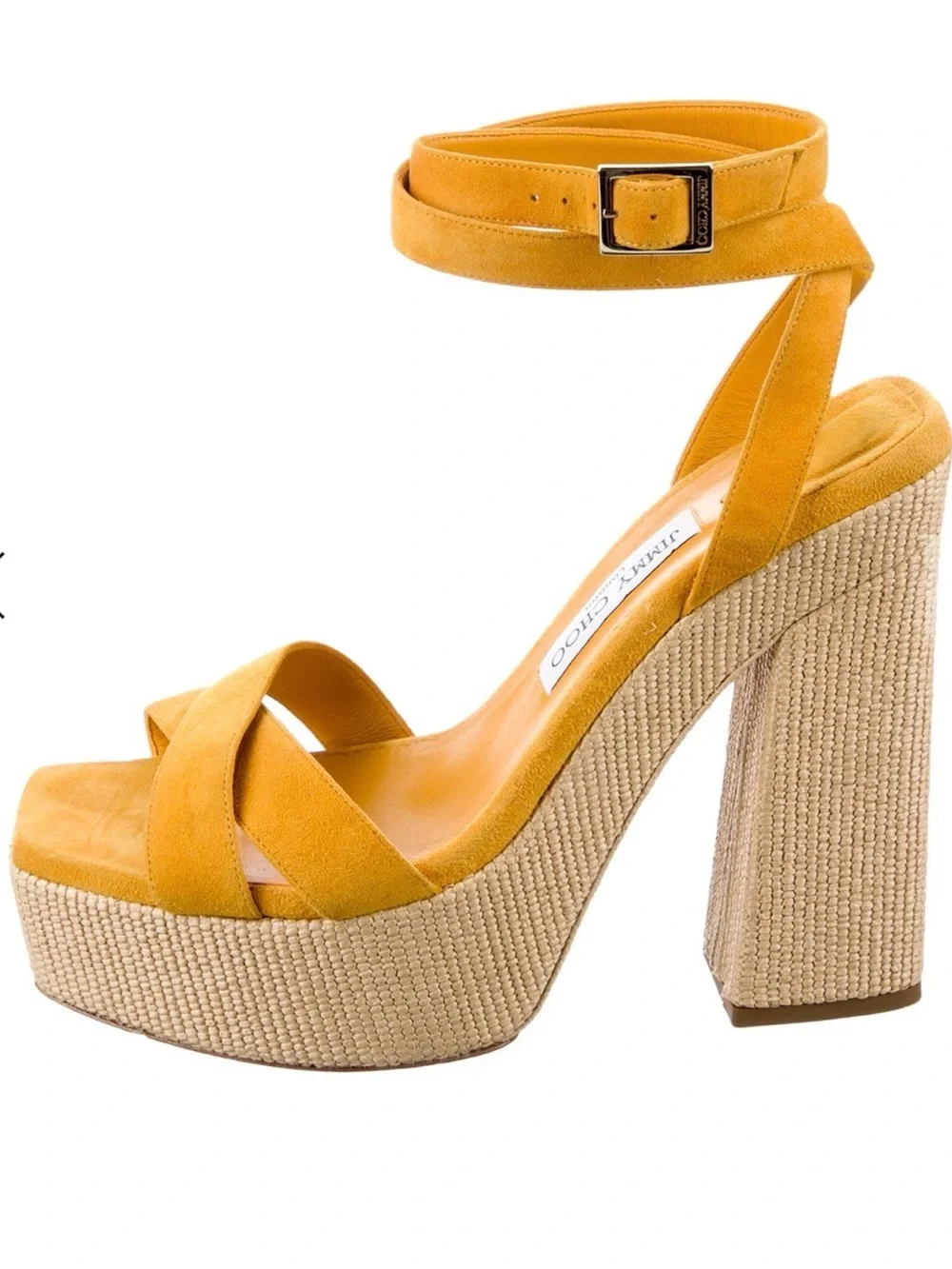 Jimmy Choo Mustard Suede Platform Sandals